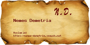 Nemes Demetria névjegykártya